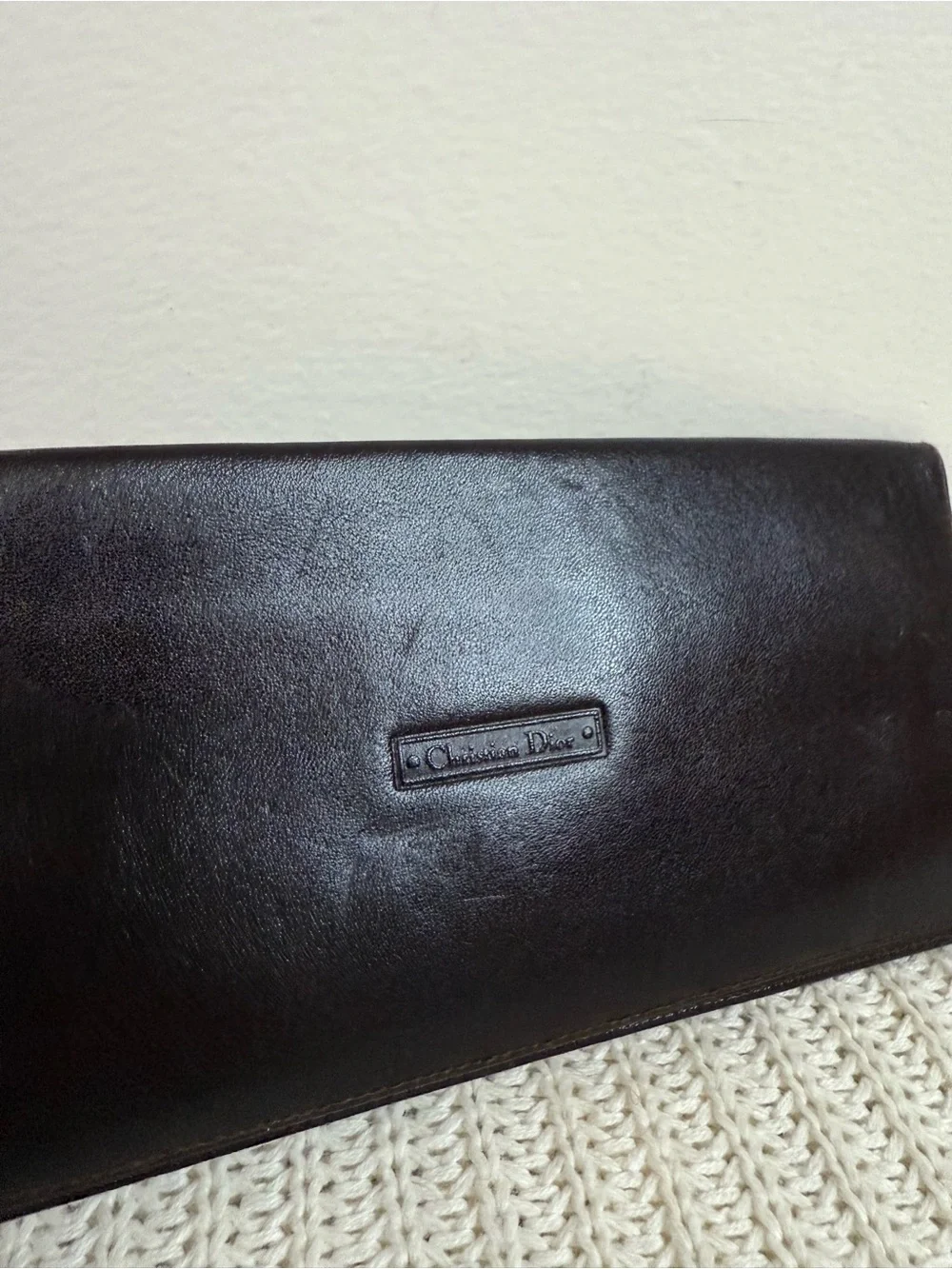 Christian Dior Vintage Classic Chocolate Brown Leather checkbook/ Wallet